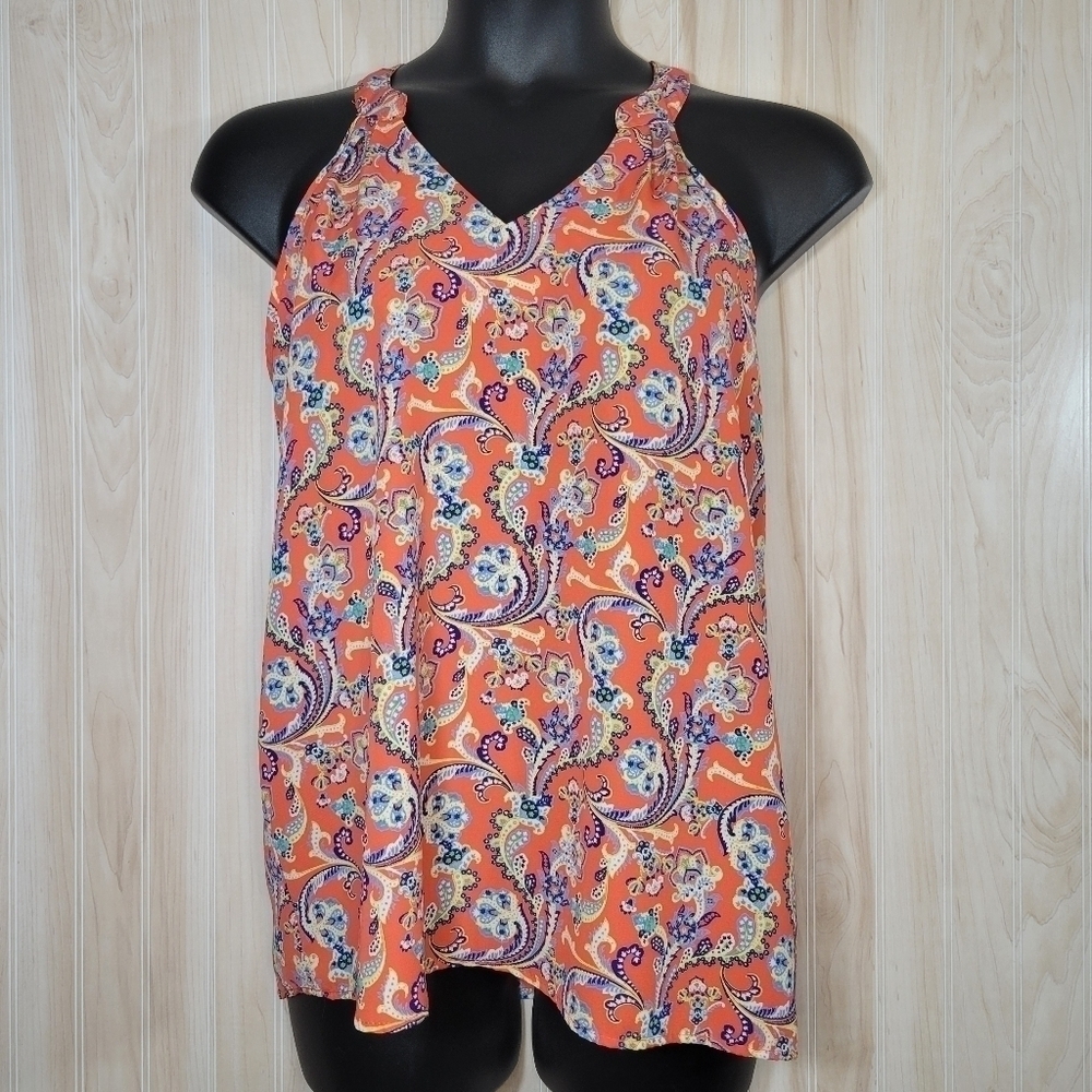 Pixley Orange Paisley Lightweight Tank Too Sz Med